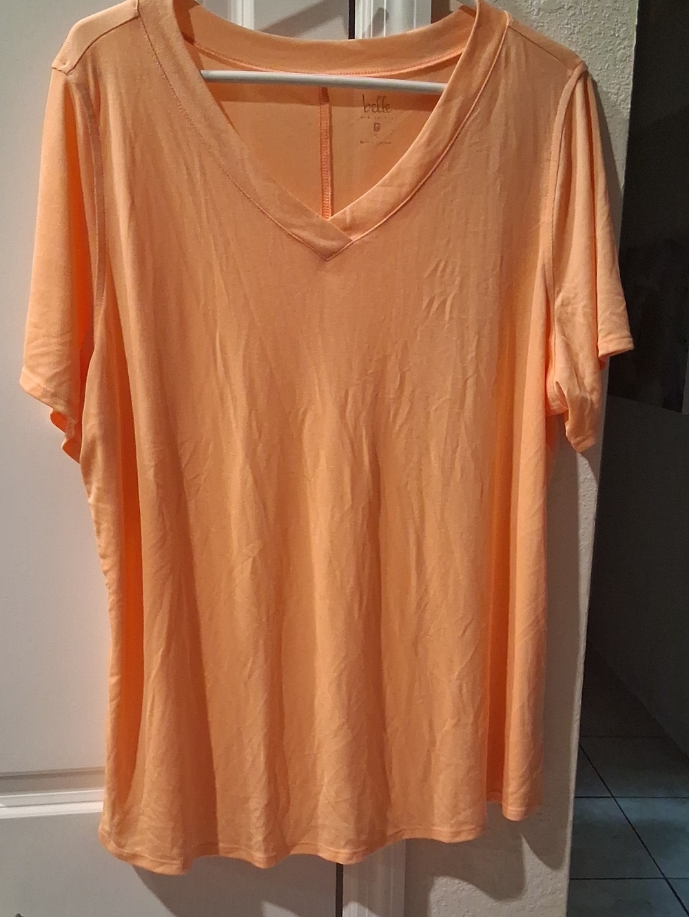 Elle Peach V-Neck Short Sleeve Tee